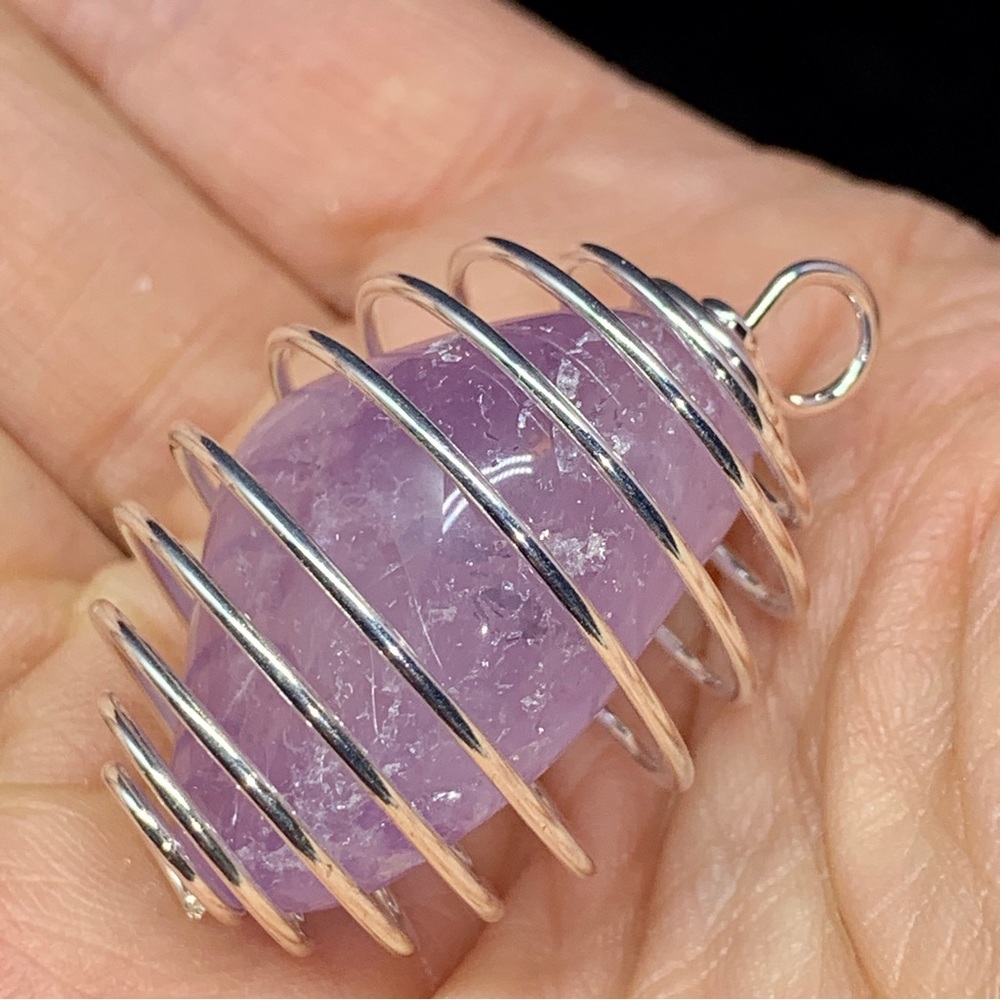 Maraba Amethyst Caged Pendant & Selenite & 20 Inch chain New in Box - Picture 2 of 16